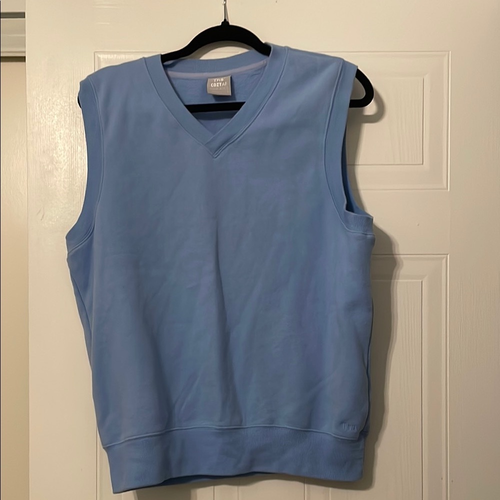 TNA CozyAF Sky Blue vneck vest Pullover